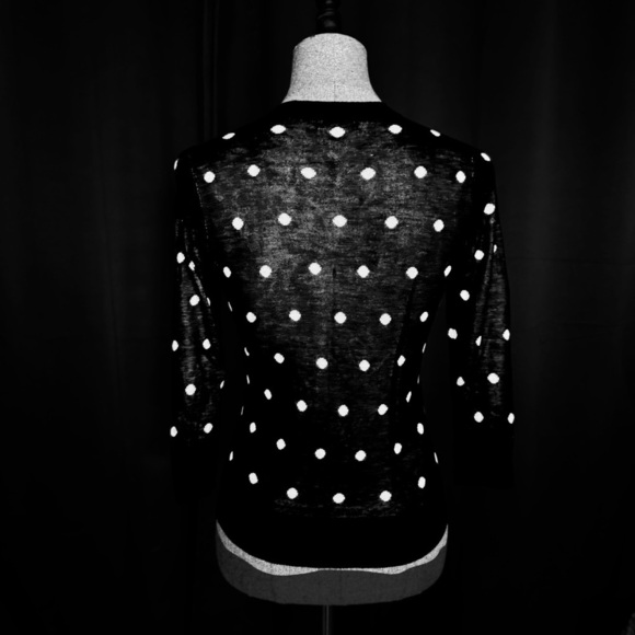 NWT Halogen Small Petite Polka Dot Cardigan black and White - Picture 2 of 2
